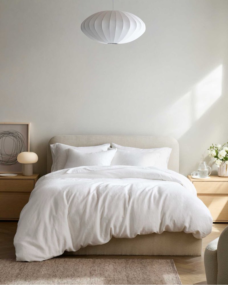 Quince, European linen duvet cover/KING CAL/white