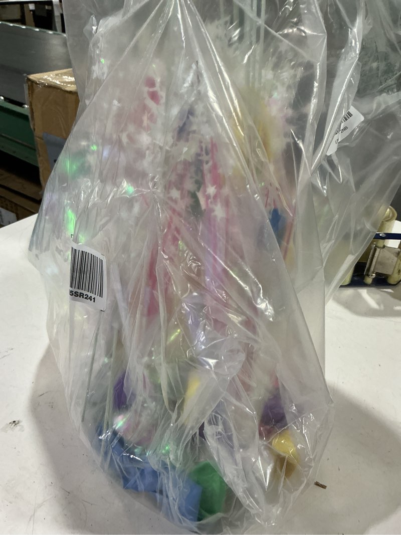 Condition photo showing As Is for pastel rainbow balloon table centerpiece kit, 6 set pastel balloon stand for tables with metallic star centerpieces, reusable balloon holder & table top stand for wedding baby shower party table decor pastel rainbow 6 set