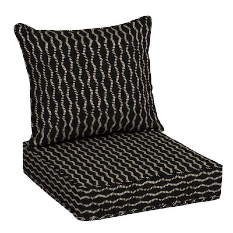 origin 21 25-in x 25-in 2 -piece black helix jacquard deep seat patio chair cushion