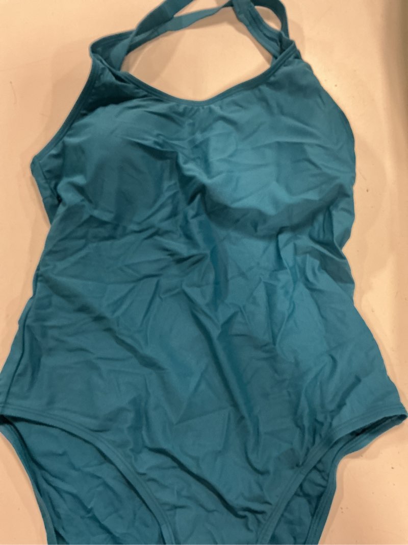 Condition photo showing Good Condition for italian cut out one-piece swimsuit, xl, lagoon teal blue