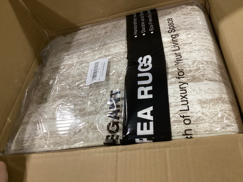 Condition photo showing New/Like New for washable area rug 8x10, large soft rugs for living room vintage beige carpet 8x10 area rugs for bedroom dining room non-slip stain resistant under table rug beige 8' x 10' (rectangular)