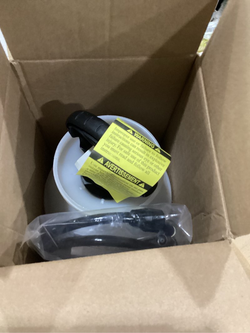 Condition photo showing New/Like New for chapin 20004 pump sprayer, 1-gallon surespray translucent tank with an easy fill funnel-top opening, adjustable cone nozzle & 34" long reach hose, used for fertilizer, pesticides, weeds & pests