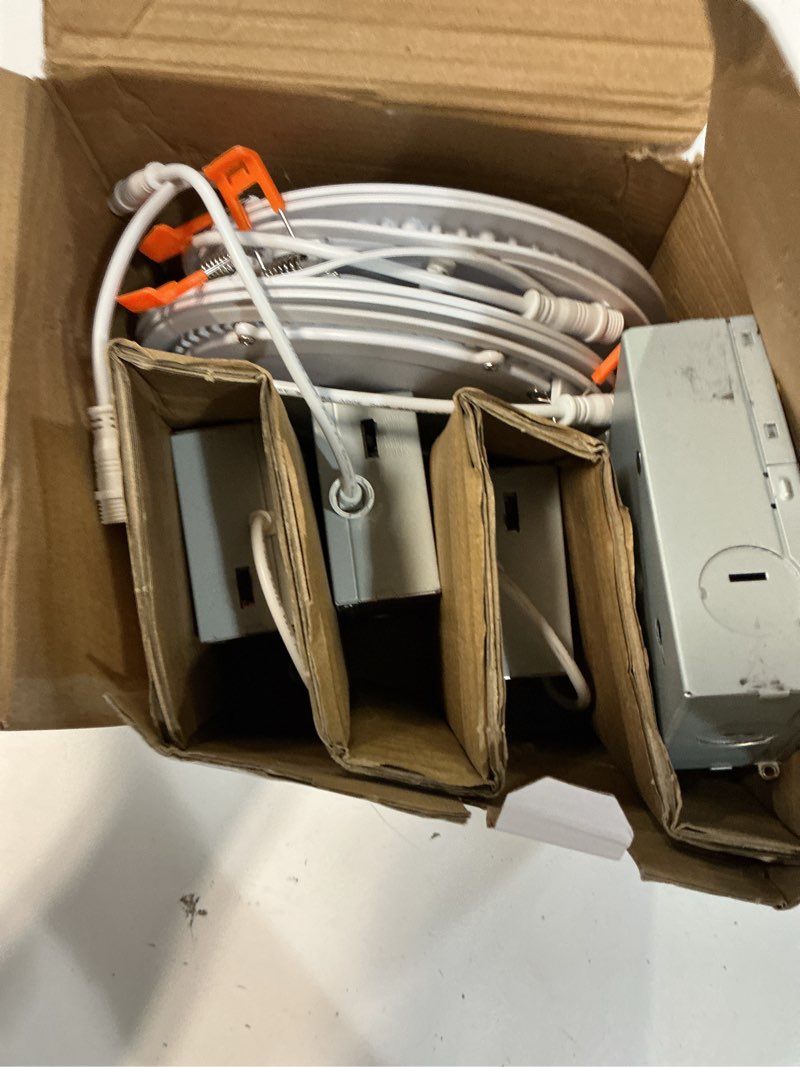 Condition photo showing Good Condition for valueled 6 in. 1-light white selectable slim microdisk flush mount, 1200 lumens. (4-pack)