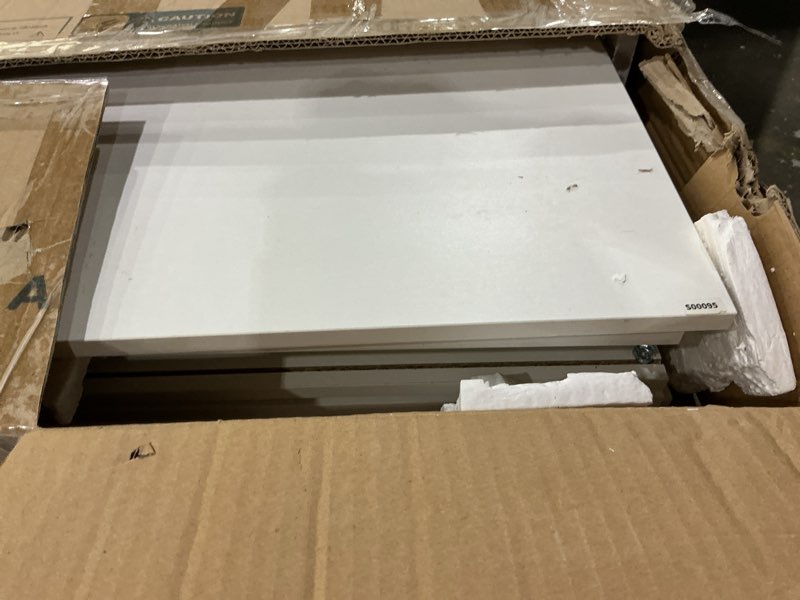Condition photo showing Good Condition for devaise 3 drawer file cabinet, lateral filing cabinet white | mobile printer stand, open storage shelves, letter & a4 compatible, wood, home office white 15.7"d x 31.3"w x 24.7"h