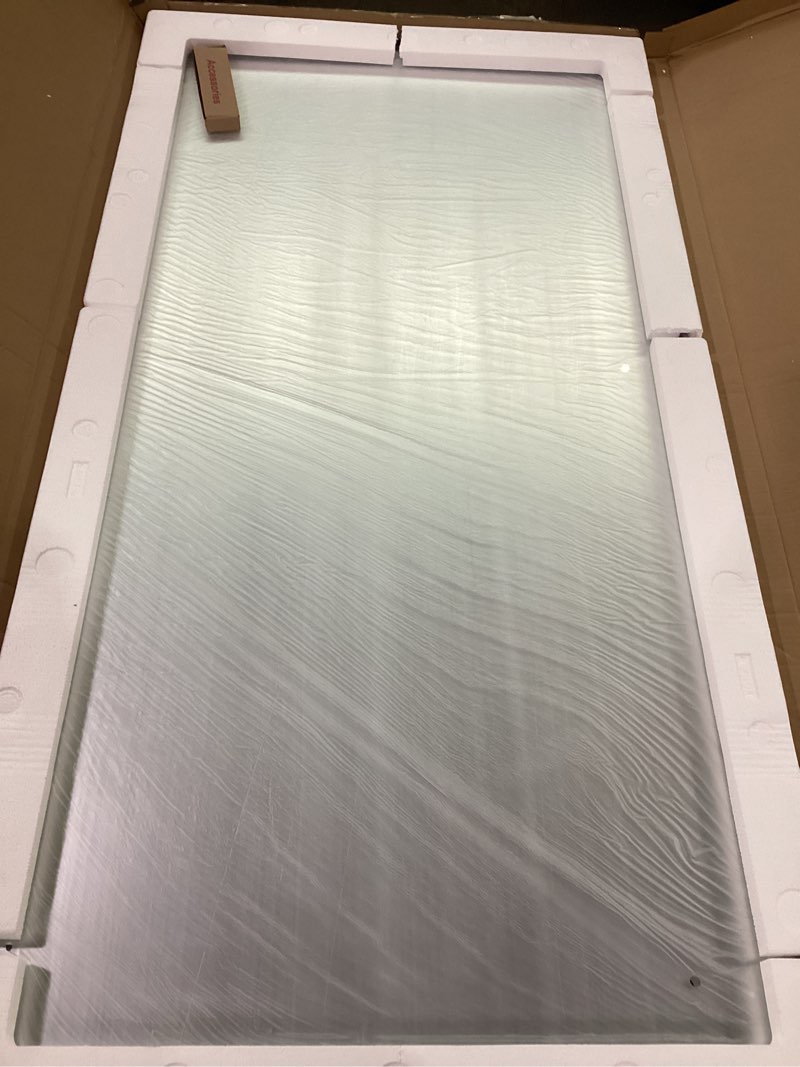 Condition photo showing Good Condition for loaao 60x30 inch black metal framed bathroom mirror for wall, matte black bathroom vanity mirror farmhouse, large rounded rectangle mirror, anti-rust, tempered glass, hangs horizontally or vertically black 60"l x 30"w