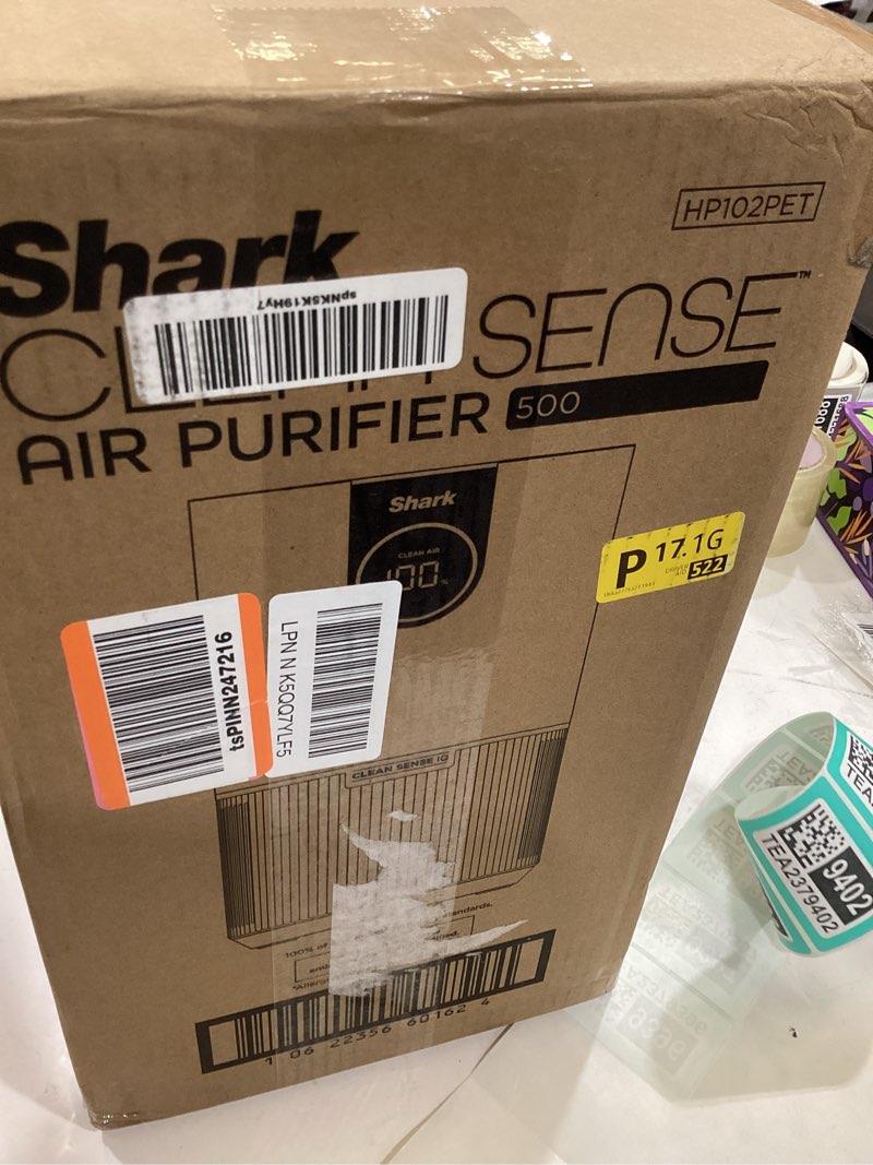 Condition photo showing As Is for Shark Air Purifier for Home, Clean Sense, for Bedroom, Nursery, Home Office, Dorm, HEPA-Exceeding Filter, Captures Pollutants, Pet Dander, Dust, Odor, Smoke, and More, HP102PET, White 500 sq. ft. (Perfect for Pet Owner)