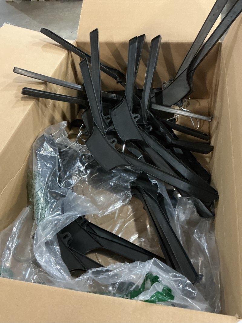 Condition photo showing Good Condition for black plastic coat hanger, commonly used in retail stores for jackets, suits, and heavy garments 24 hangers