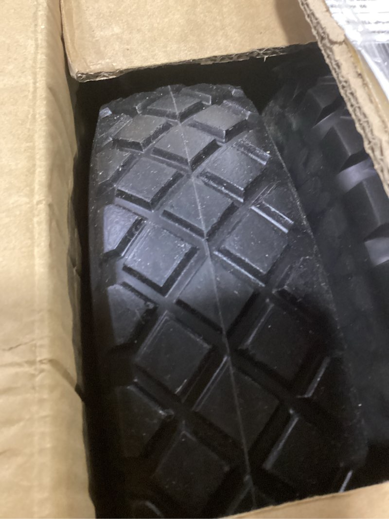 Condition photo showing As Is for 4.80/4.00-8" tire and wheel flat free 2 pcs, 16" solid wheelbarrow tire with 5/8" & 3/4" bearings,3"-7" centered hub, 14"-16" universal fit for hand truck/garden trailer/trolley/wagon black-white 2