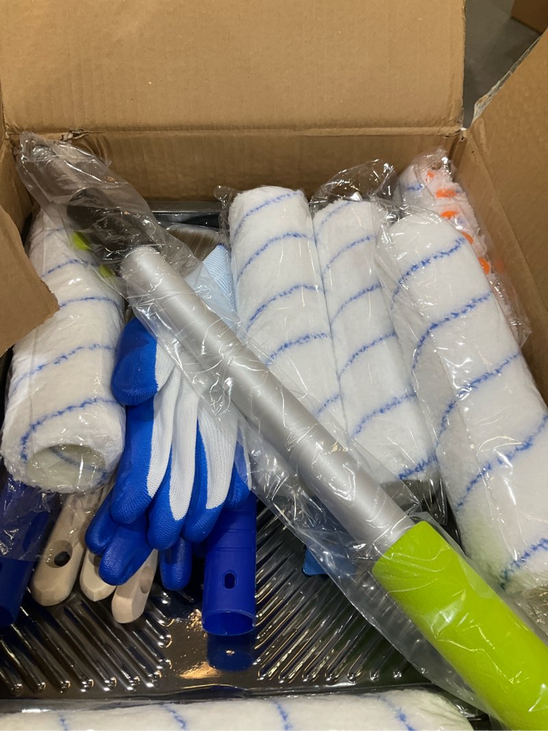 32pcs paint roller kit with extension pole - 2 to 4 ft pole, 4 inch 9 inch paint rollers, paint brus