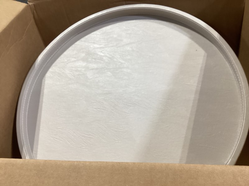 Condition photo showing Good Condition for 20 x 20 inches high-end luxury leather round oversized service tray, ottoman & coffee tray for family dinner, out-of-house picnic, party essential (20 inch beige)