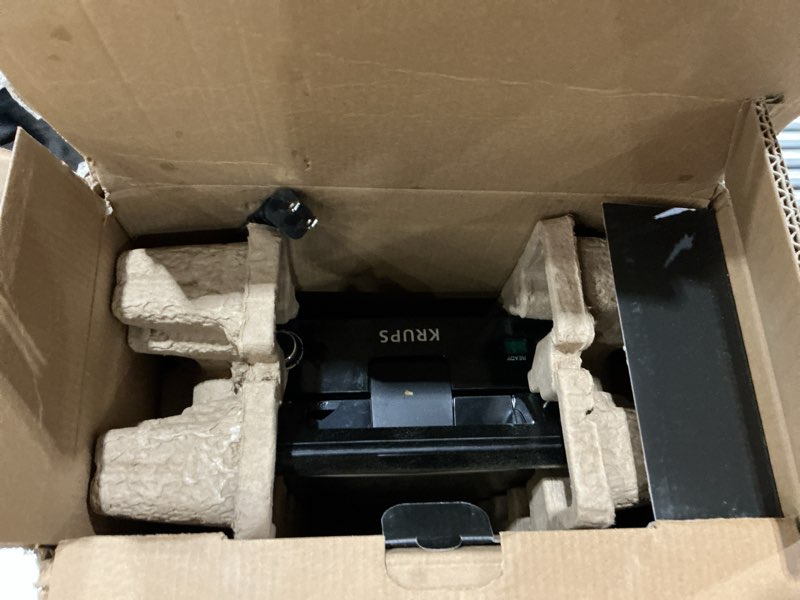 Condition photo showing As Is for krups 4-slice belgian waffle maker: stainless steel, 5 browning levels, audible ready beep, removable plates, 1200w, silver/black, large waffle maker family size, great for family breakfasts