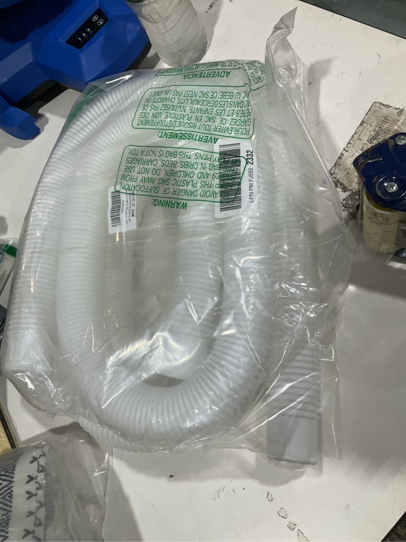 Condition photo showing As Is for 1.5" x 59" pool hoses for above ground pools – replacement pump & filter hose, compatible with intex, coleman, summer waves skimmer & sand filter pumps, includes 4 metal clamps (white)