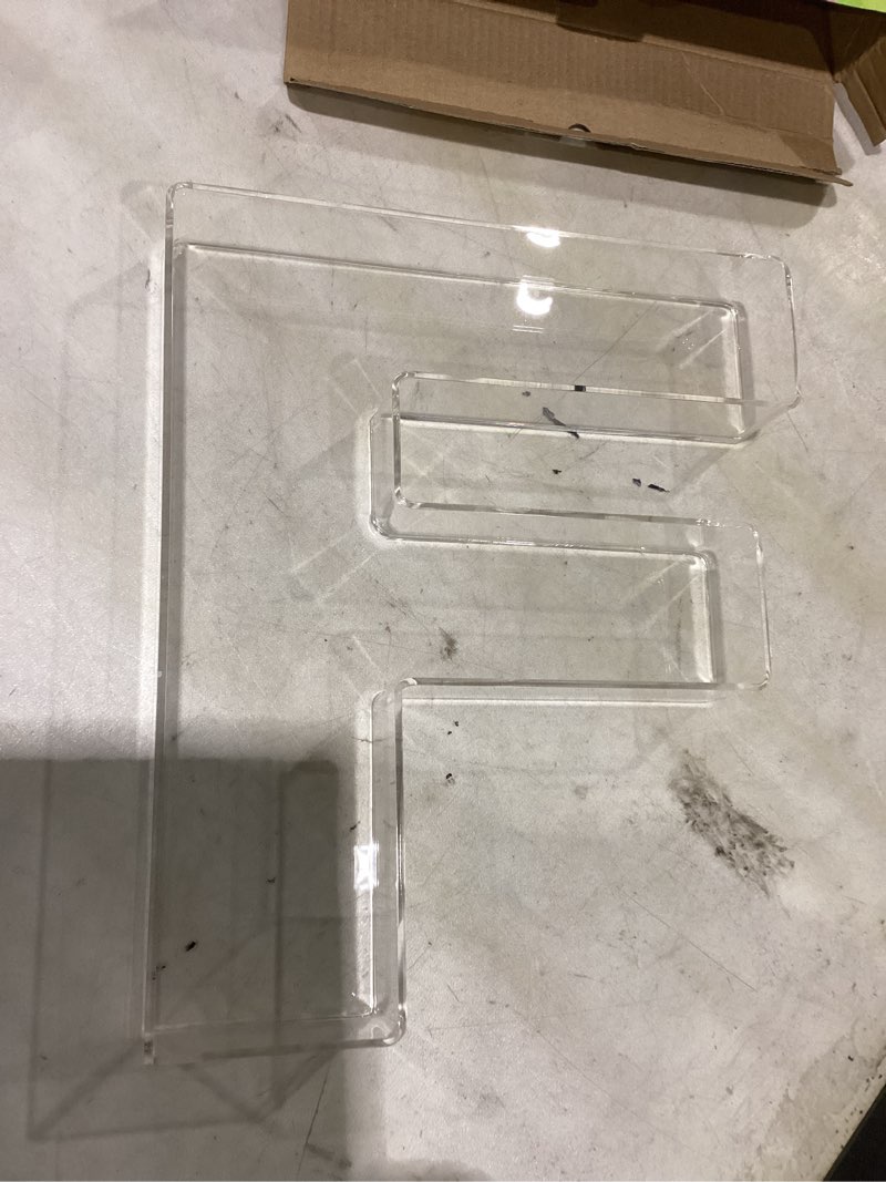 Condition photo showing Good Condition for 11" acrylic letter charcuterie box, reusable fillable alphabet number shaped form tray for birthday anniversaries, party decorative serving plates display candy cake (f) letter f 11" x 9.2" x 1.6"