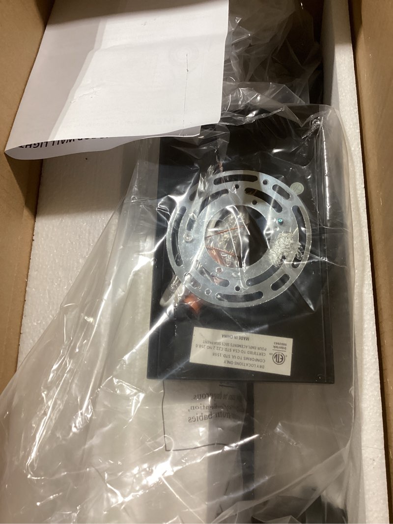 Condition photo showing Good Condition for MELUCEE Bathroom Vanity Light Fixtures 24 Inches Length 3 Lights Wall Sconce Black with Clear Glass Shade for Bedroom Living Room Hallway Kitchen (Patent No.: US D963914 S) Black 3-Light