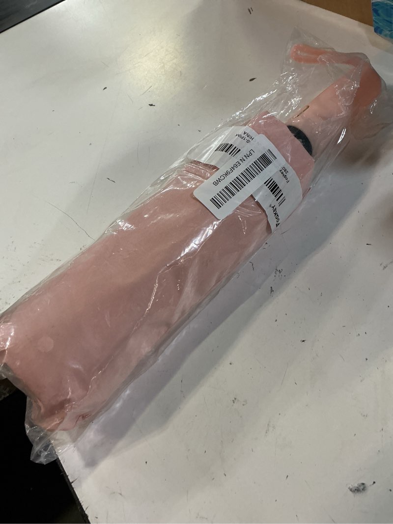 Condition photo showing New/Like New for fogkey large windproof travel umbrella - reverse auto folding car umbrella for rain and sun, compact inverted design with waterproof canopy, 10 durable ribs, fits backpack, portable for women & men 1 pink