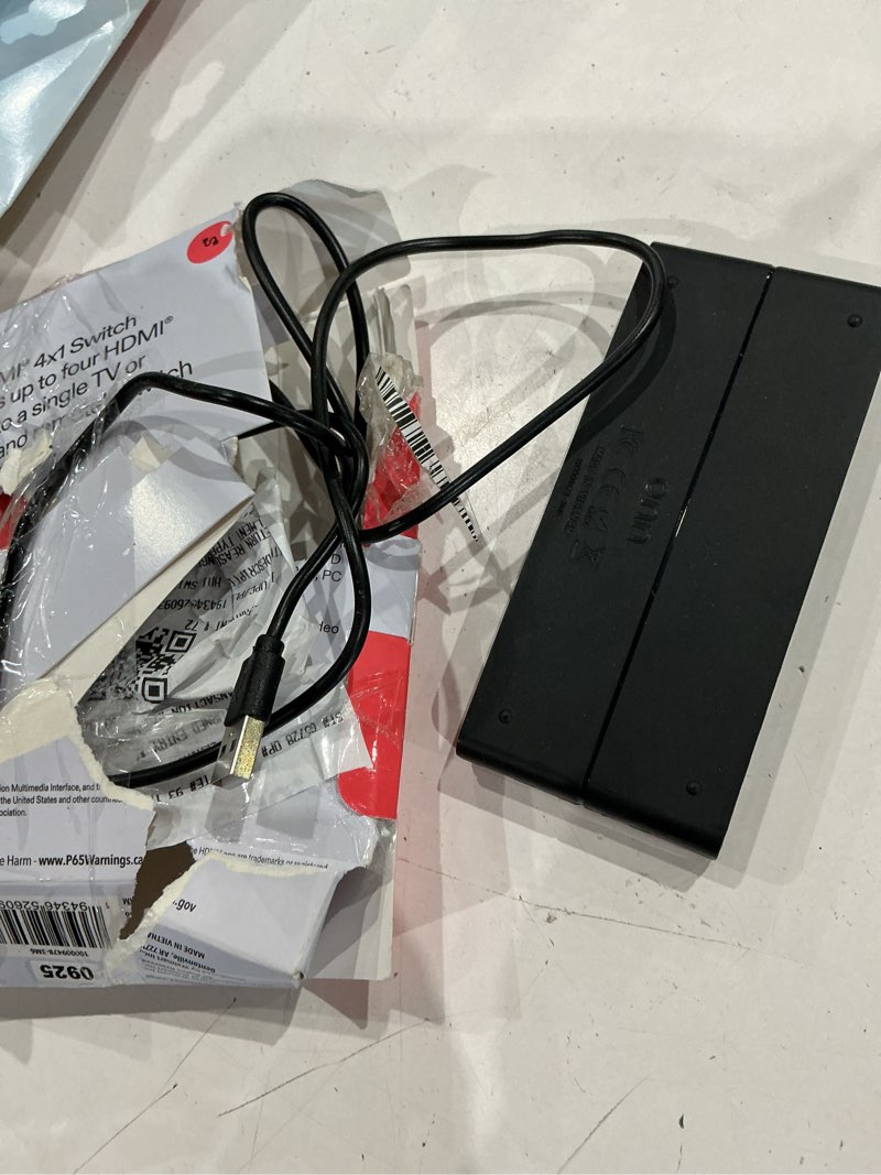 Condition photo showing As Is for onn 4k hdmi 4x1 switch