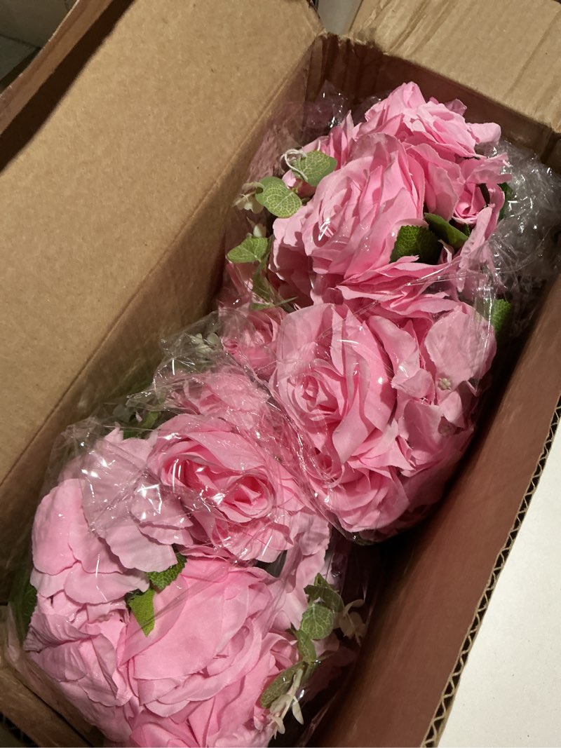 Condition photo showing Good Condition for nuptio flower balls for wedding centerpieces - 2 pcs 15.7 inch diameter fake flower ball arrangement bouquet party centerpieces for tables - pink rose bouquet centerpiece flowers for wedding table 15.7" diam - 2 pcs pink