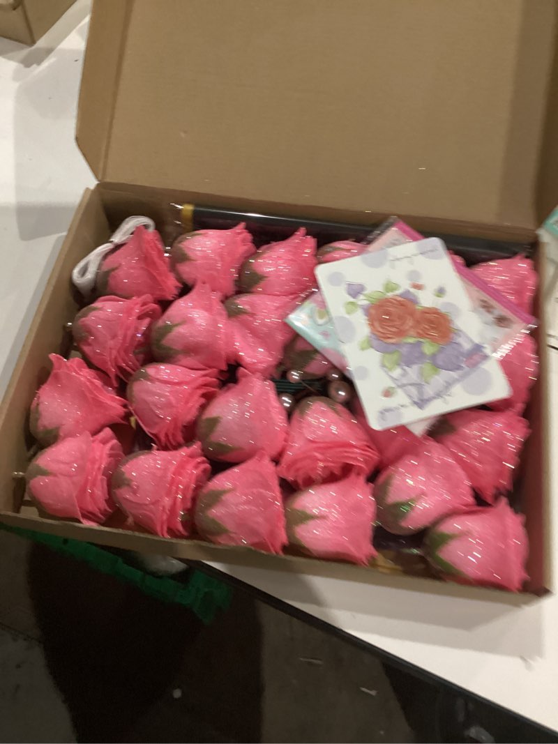 Condition photo showing Good Condition for Pink Glitter Roses Bouquet, 24 Pcs Shiny Glitter Flowers Bouquet, Everlasting Artificial Roses Bouquet for Mothers Day, Birthday, Anniversary, Wedding, Engagement, Christmas Pink 24 Pcs
