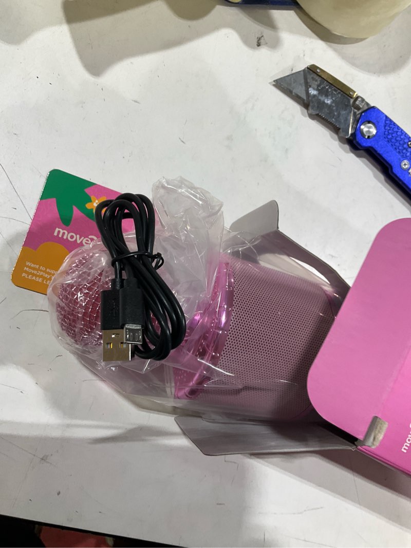Condition photo showing Good Condition for move2play, kids karaoke microphone | includes pre-loaded songs & bluetooth | kids birthday party gift | toy for all ages 2, 3, 4, 5, 6+ year old girls, boys & toddlers all pink