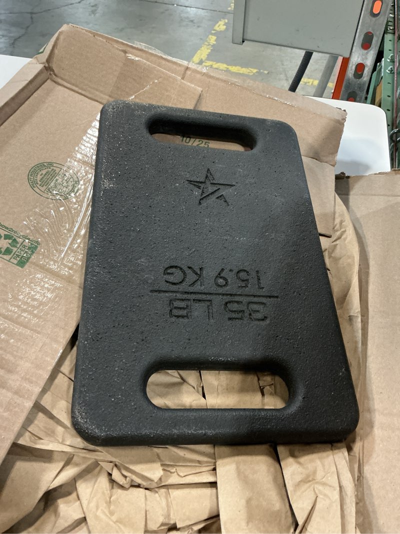 Condition photo showing As Is for Yes4All Cast Iron Rucking Weight for Backpack, Training Weight Plate with Ergonomic Rounded Handle, Protective Glossy Finish for Weighted Walking, Hiking, Rucking, Resistance Workout, 10 LB