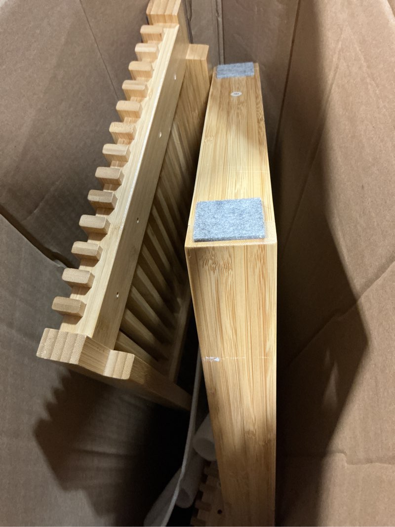 Condition photo showing Good Condition for bamboo dining bench, 35 inch farmhouse decor indoor kitchen table bench, entryway shoe rack bench solid bamboo benches for living room, hallway, bedroom, bathroom long nature