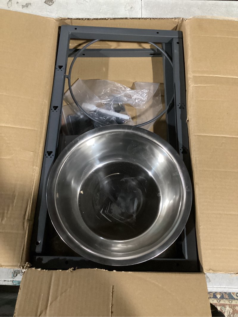Condition photo showing Good Condition for SHAINFUN Elevated Dog Bowls for Large Dogs and Extra Large Sized Dog Raised Dog Bowl Stand Adjustable Height with Two 3000ML(13-14cups) Stainless Steel Dog Food Bowls Metal Elevated Dog Bowl Stand X-Large Dogs Grey - 106oz Bowl & Mat