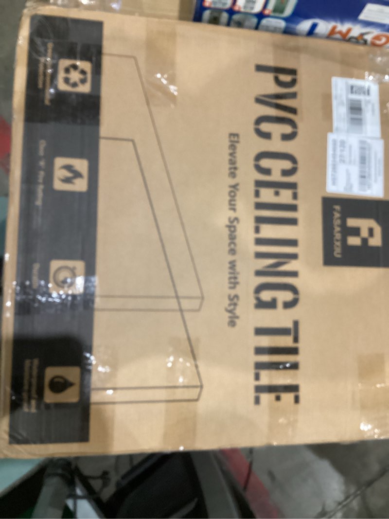 Condition photo showing New/Like New for 24"x24" white drop ceiling tiles waterproof high-grade pvc ceiling tiles 2x2 fire-rated - easy drop-in installation - case of 12 (48 sq. ft.) 2ft x 2ft white