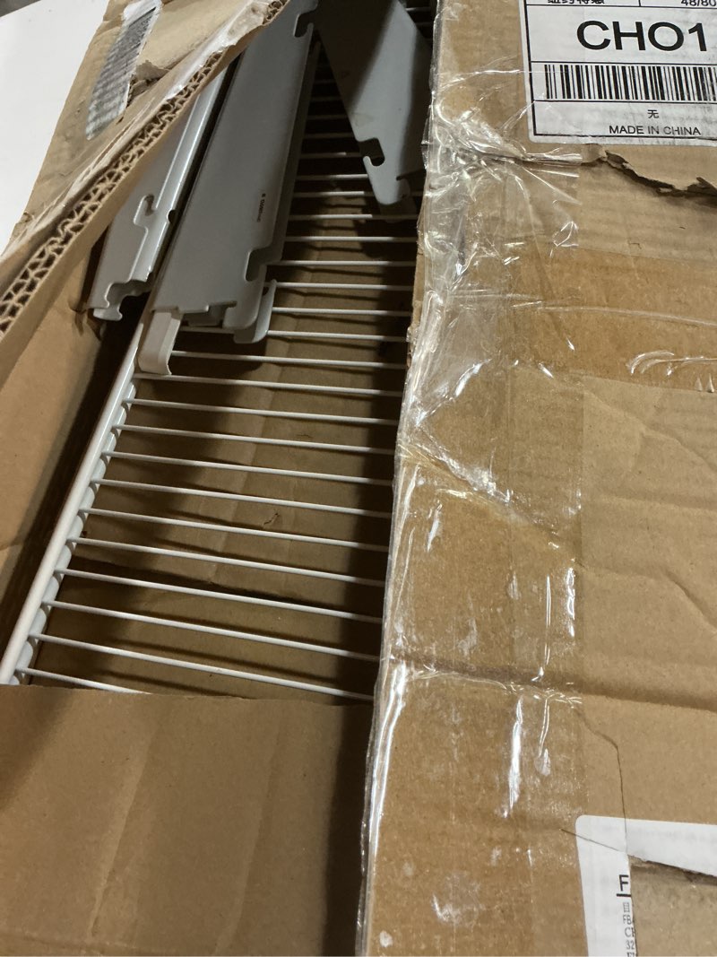 Condition photo showing As Is for EAGMAK Heavy Duty Clothes Rack Load 556 LBS, Rolling Clothing Rack With Shelves, Height Adjustable Metal Clothes Hanger with Wheels Portable Wardrobe Organizer Garment Rod for Hanging Clothes (White) White 2 Shelves