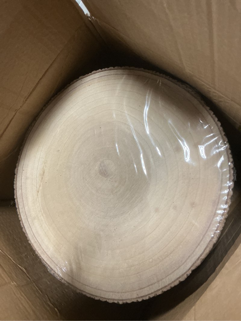 Condition photo showing New/Like New for Wood Slices for Centerpieces, Wood Rounds Cookies for Crafts, Rustic Wood Circles & Slabs, Wooden Discs for Tables Decor-for Art Projects and Rustic Weddings (12pcs 11-12)