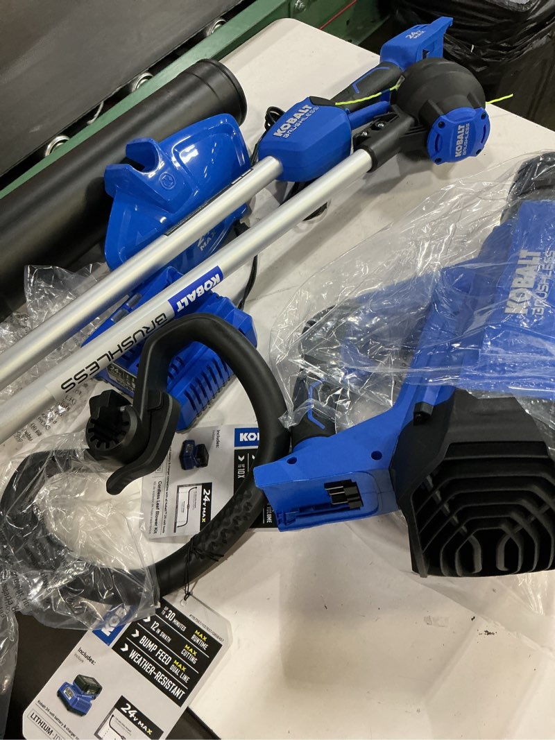 Condition photo showing Good Condition for kobalt 24-volt cordless battery string trimmer and leaf blower combo kit 4 ah (battery & charger included)