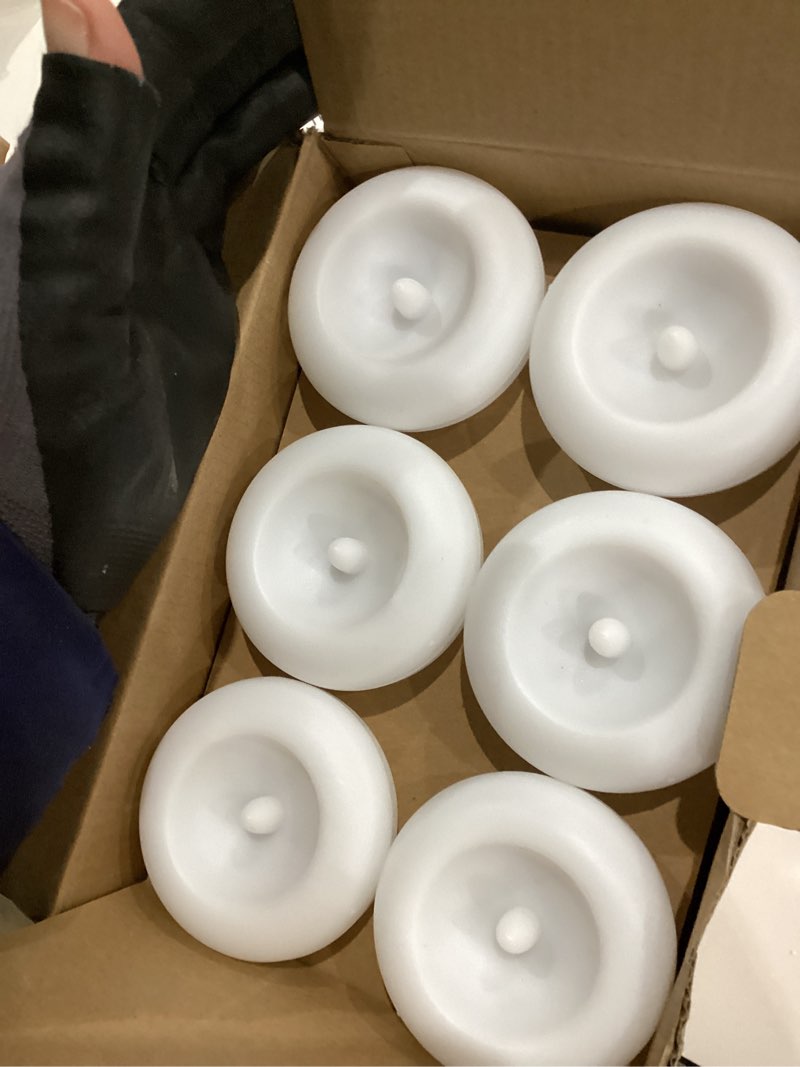 Condition photo showing As Is for Aignis 24 Flameless LED Floating Candles, 3-Inch Plastic Battery Operated Tealights, Glow Time Over 120 Hours, Cozy Romantic White Light, Suitable for Pool/Bathtub/Hot Bath/Wedding Centerpiece Decor White 24(Plastic+LED)