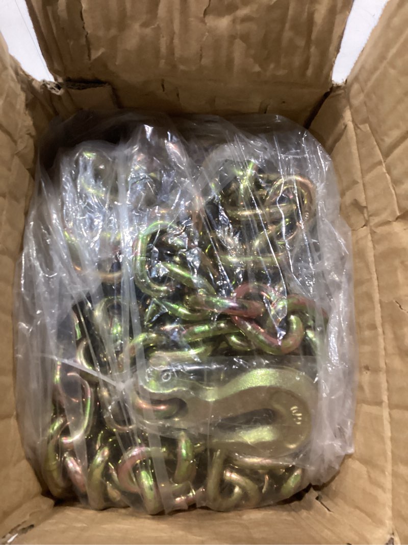 Condition photo showing New/Like New for g80 transport binder chain 3/8 inch x 20 foot safety/binder chain with clevis grab hooks 7,100 lbs safe working load logging chain for transporting towing tie down binding equipment 3/8 inch x 20ft