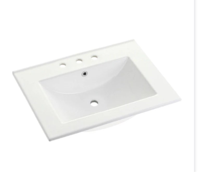 Ultra Modern LBT24187W38 24-Inch Ceramic Vanity Sink Top (8" Faucet