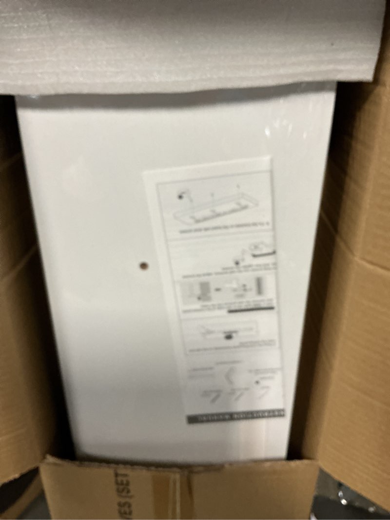 Condition photo showing New/Like New for BAYKA Floating Shelves, 48 inches Long Heavy Duty Wall Mounted Rustic Wood Shelves for Bathroom, Bedroom, Living Room, Kitchen, Office, Hanging Shelf for Books/Storage/Decor(White,Set of 2) C. White - Modern Minimalist Style 48inches