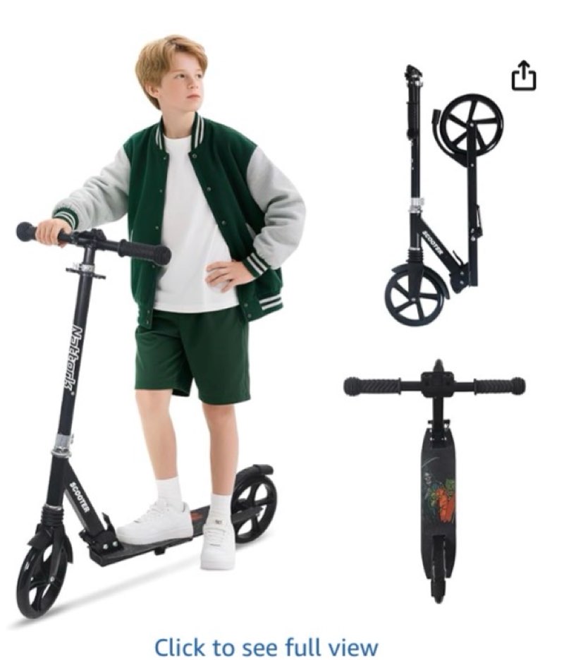 nattork kick scooter for kids 6+ years teens adults - 220lb weight capacity, front shock absorber an