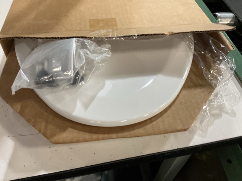 Condition photo showing As Is for bemis 1500ec 390 lift-off wood elongated toilet seat, cotton white (pack of 1) elongated basic