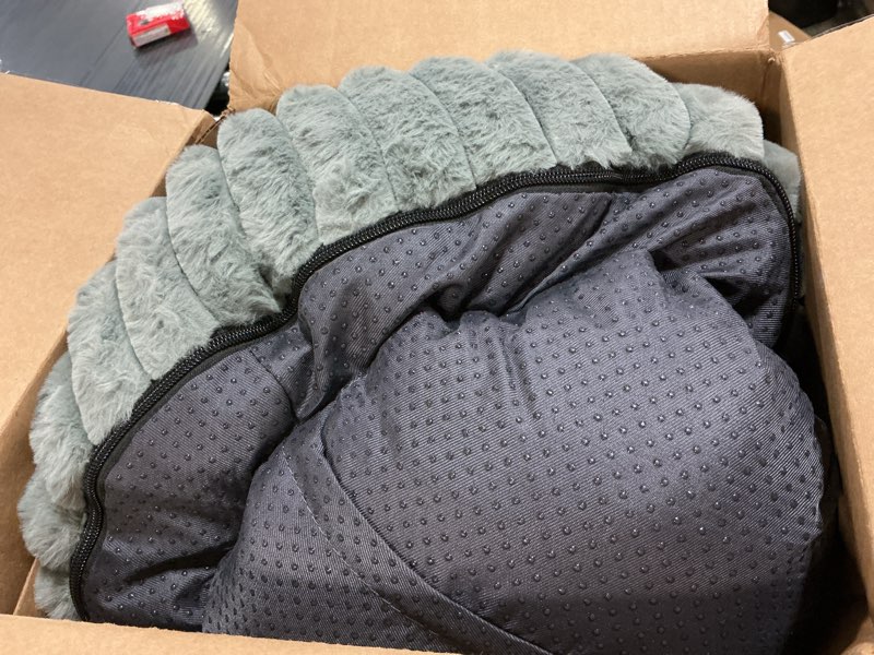 Condition photo showing Good Condition for bedsure comfyfleece™ donut small dog bed - dog beds for small dogs with corduroy fleece & anti slip bottom, round faux fur pet beds with washable removable cover, warm grey, 23x23x7 inches s (23x23x7) warm grey