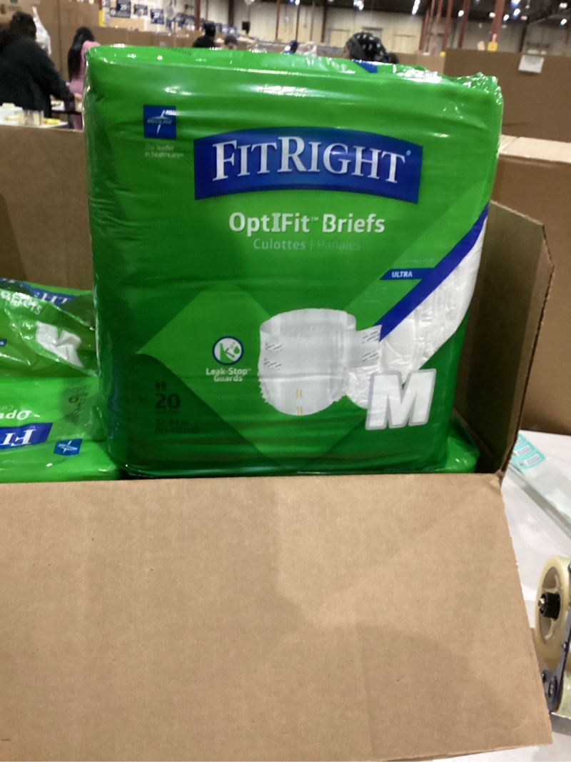 Condition photo showing New/Like New for FitRight Stretch Ultra Adult Briefs, Incontinence Diapers with Tabs, Heavy Absorbency, Medium/Regular, 30 to 52\", 20 Count 20 Count M / L