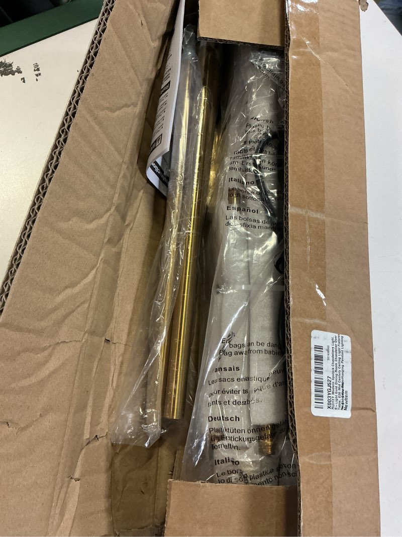 Condition photo showing Good Condition for Modern Sputnik Chandeliers Light, 8-Light Gold Dining Room Chandelier Over Table, E26 Mid Century Ceiling Light Fixtures Height Adjustable Hanging Pendant Lighting for Entryway Foyer Gold 8 Light