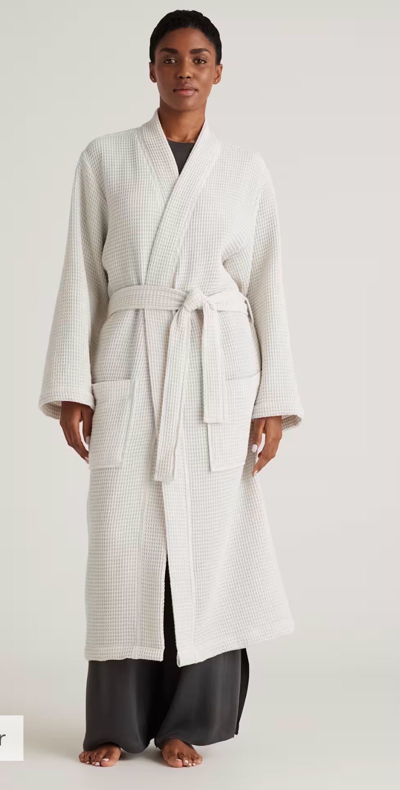 organic turkish waffle robe, silver, s