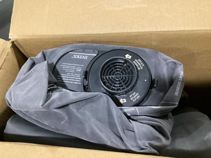 Condition photo showing As Is for Intex Dura-Beam Deluxe Comfort-Plush Elevated: Fiber-Tech – Queen Size – Built-in Electric Pump – 18in Bed Height – 600lb Weight Capacity 18" Grey Queen