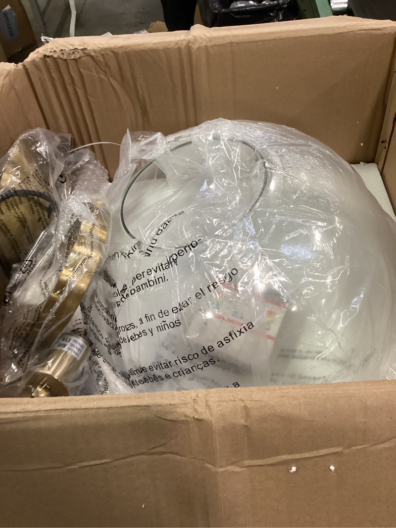 Condition photo showing Good Condition for 13.7" Globe Pendant Light Contemporary Globe Pendant Lights Kitchen Island 3 Light Gold Mid Century Pendant Light Clear Glass with Brass Finish Adjustable Hanging Light Fixture for Dining Room