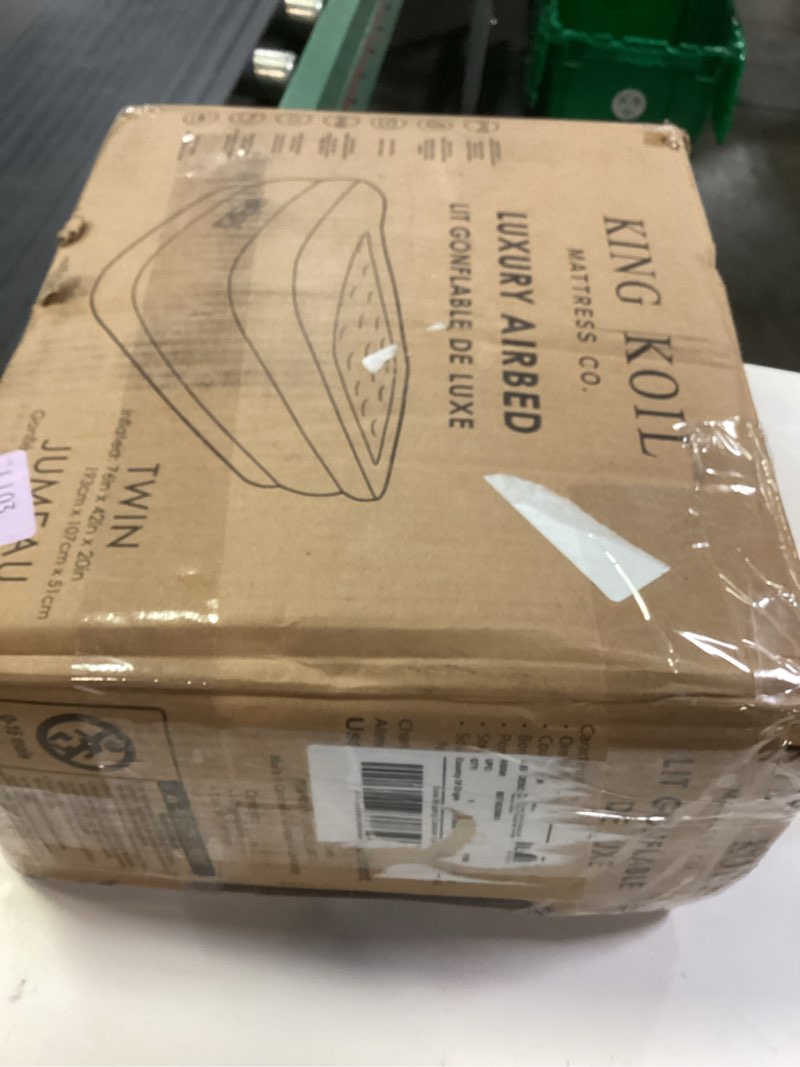 Condition photo showing New/Like New for king koil luxury twin air mattress with built in pump, 20” double high twin size premium airbed, inflatable blow up mattress, waterproof, 1-year warranty black twin 20"