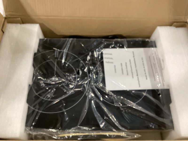 Condition photo showing New/Like New for dual coil design of infrared double burner, 1800w electric ceramic hot plate for cooking, 2 burner cooker portable countertop or 12inch built-in cooktop radiant stove top, compatible with all cookware