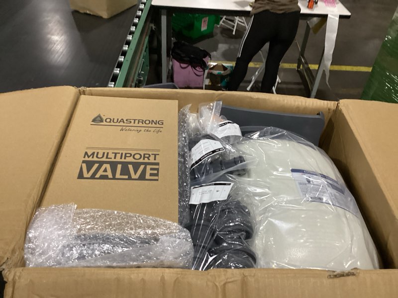 Condition photo showing New/Like New for aquastrong 14in sand filter pump for above ground pool with timer, 115v, 2/3 hp, 3000gph pool pump above ground for pools up to 13000 gal, pool sand filter with 6-way valve 14in, 115v, up to 13000 gallons, with timer