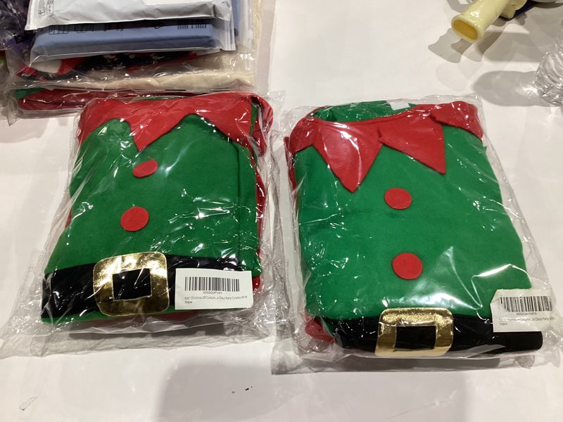 Condition photo showing New/Like New for Kids Christmas Elf Costume Little Helper Santa Claus Party Cosplay Elf 4-6 Years