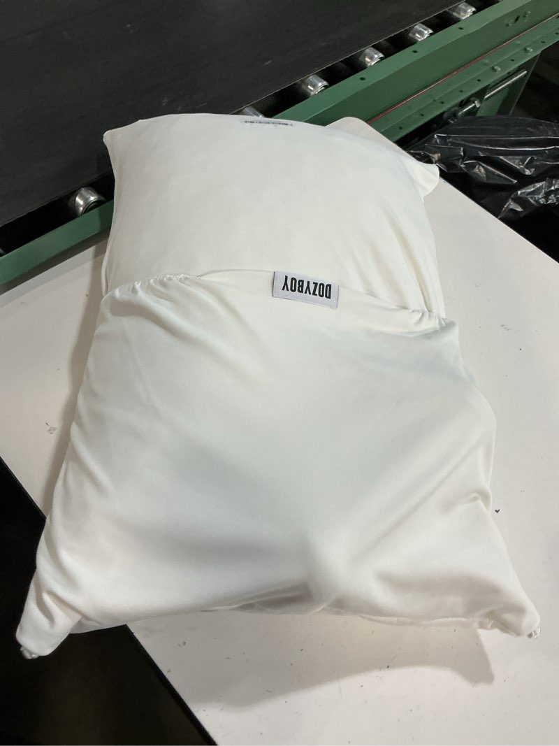 Condition photo showing Good Condition for fluff and stuff comfort pillow | queen size memory foam pillows, chiropractor designed and approved 2-in-1 back support and bed pillows | fully adjustable pillow (white, queen (pack of 1)) white queen (pack of 1)