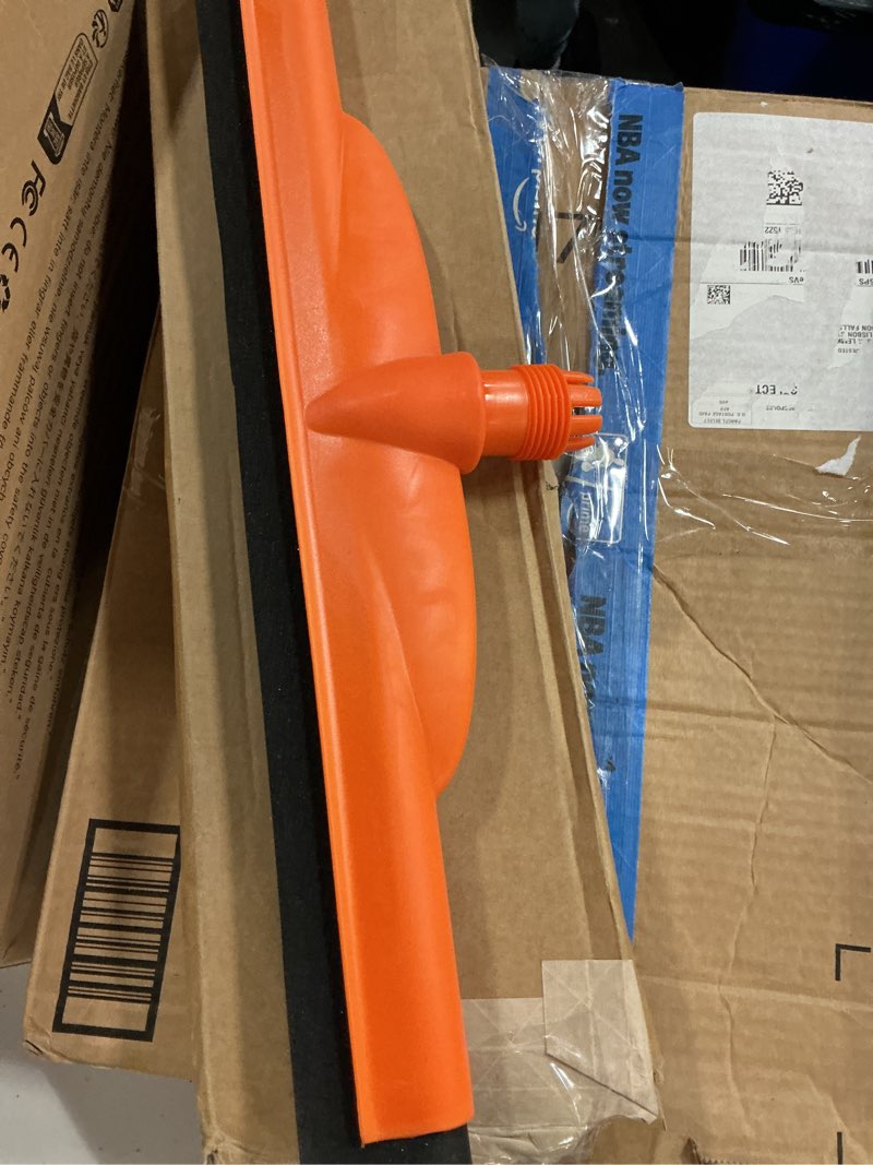 Condition photo showing As Is for ittar heavy-duty floor squeegee, 62" adjustable handle, eva foam blade, ideal for concrete, garage, patio & more