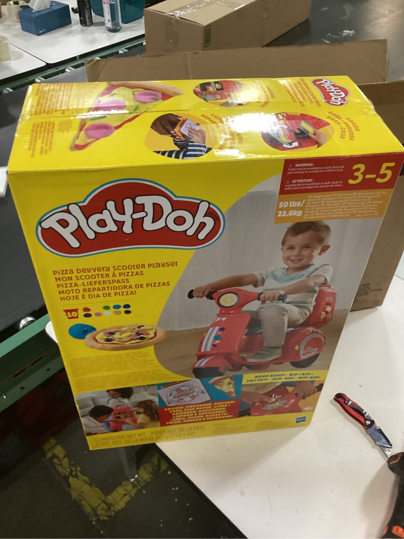 Condition photo showing New/Like New for Play-Doh Pizza Delivery Scooter Playset, Large Ride-On Play Food Preschool Toys, Toy Pizza Set for Kids, Arts & Crafts for Boys & Girls, Ages 3+