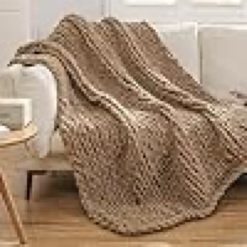 weshiongoo chunky knit blanket throw knitted throw blankets for couch bed fluffy soft blanket with jumbo chenille yarn thick 100% handmade (brown)